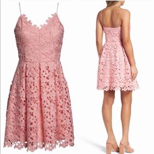 Pink Fit & Flare Lace Dress